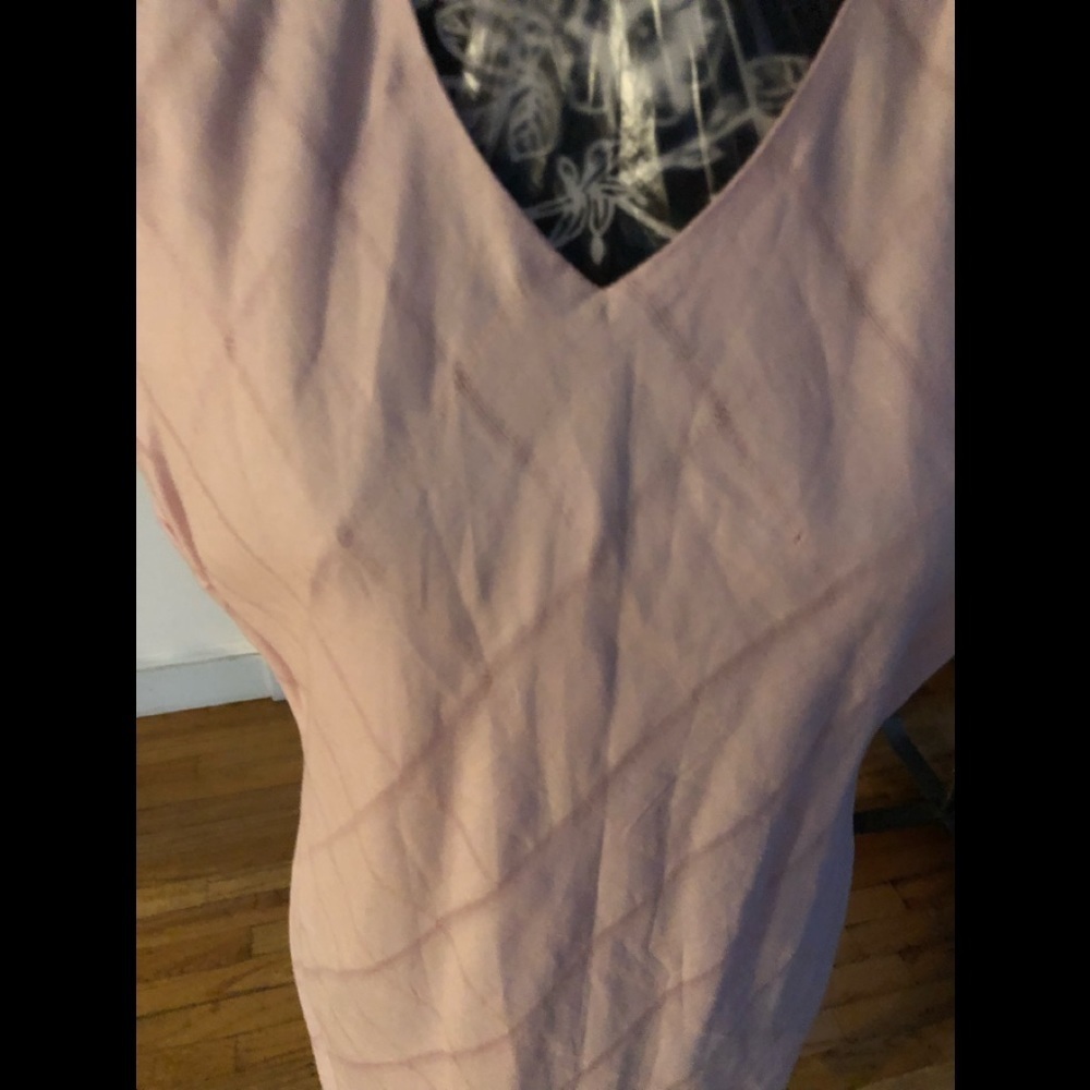 Sherry Taylor size XL pink v-neck sleeveless dress linen like bias cut - Picture 5 of 10